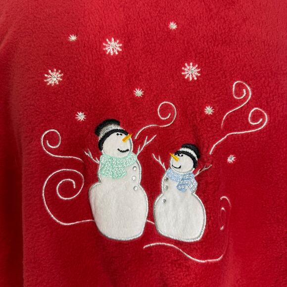 Vintage Y2K Bonnie Evans Red Fleece Snowman Pullover 3X Women’s Christmas Winter - Picture 4 of 7